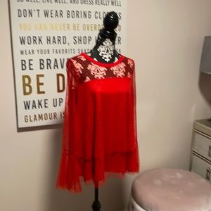 Lane Bryant | Red | Sheer Blouse